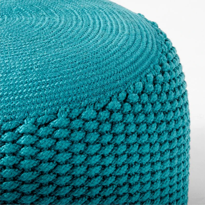 Criss Knit Emerald Pouf 3 Criss Knit Emerald Pouf - Image 3