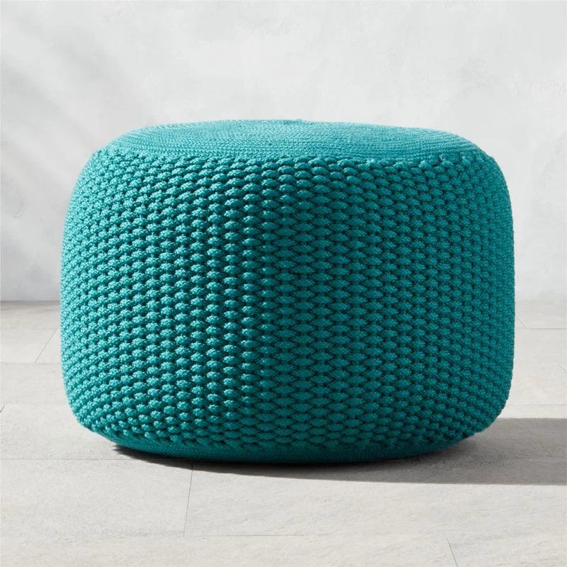 Criss Knit Emerald Pouf 1 Criss Knit Emerald Pouf