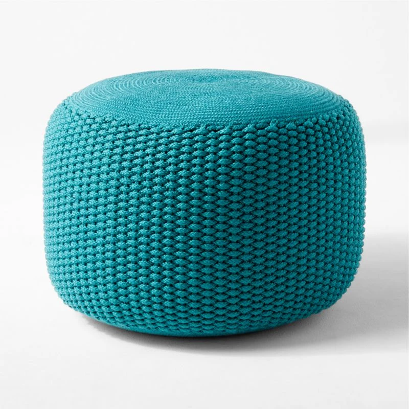 Criss Knit Emerald Pouf 2 Criss Knit Emerald Pouf - Image 2