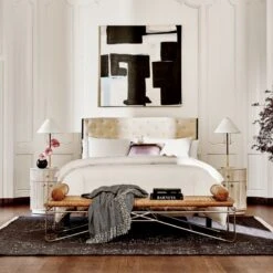 Crosby Tufted White Velvet And Wood Queen Bed -Optimal Furniture Store CrosbyQueenTuftedBedAG21 1x1 1