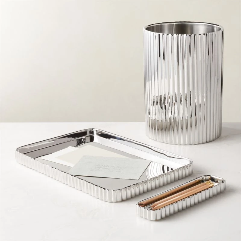 Danilo Pleated Stainless Steel Letter Tray 2 Danilo Pleated Stainless Steel Letter Tray - Image 2
