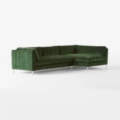 Decker 2-Piece L-Shaped Green Performance Velvet Sectional Sofa With Right Arm Chaise -Optimal Furniture Store Decker2PcGrnRAChsSctSofa3QSSF23