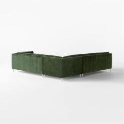 Decker 3-Piece L-Shaped Green Performance Velvet Sectional Sofa With Right Arm -Optimal Furniture Store Decker3PcGrnALChrSctSofa3QBSSF23