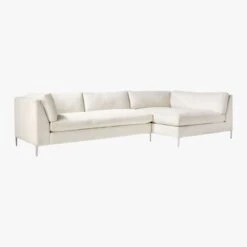 Decker 2-Piece L-Shaped White Performance Fabric Sectional Sofa With Right Arm Chaise -Optimal Furniture Store DeckerSnow2PCRAChsLASf3QFF19
