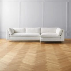 Decker 2-Piece L-Shaped White Performance Fabric Sectional Sofa With Right Arm Chaise