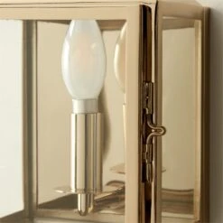 Denver Indoor/Outdoor Polished Brass Wall Sconce -Optimal Furniture Store DenverPlshdBrassSconceAVSHF22