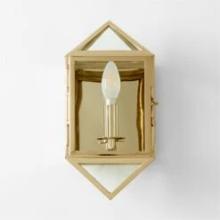 Denver Indoor/Outdoor Polished Brass Wall Sconce -Optimal Furniture Store DenverPlshdBrassSconceSSF22