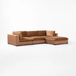 Deseo 4-Piece Modular Copper Brown Performance Velvet Sectional Sofa -Optimal Furniture Store Deseo4PcCpprSectSofa3QSSF23