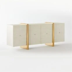 Dorset Lacquered White Linen Credenza -Optimal Furniture Store DorsetLinenCredenza3QSSS21