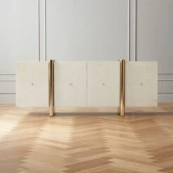 Dorset Lacquered White Linen Credenza