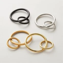 Brushed Brass Curtain Rings Set Of 9 -Optimal Furniture Store DraperyRingsGroupFHF21 2