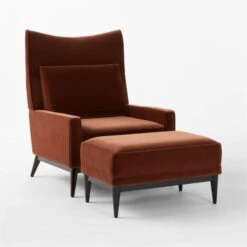 Embassy Bronze Brown Velvet Lounge Chair 314 And Ottoman 310 -Optimal Furniture Store EmbassyBrzVltLgChrNOttmn3QSSF23