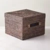 Emme Square Handwoven Espresso Rattan Storage Basket