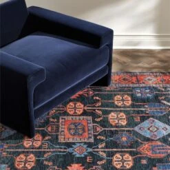 Eros Handknotted Red And Blue Area Rug 5'x8' -Optimal Furniture Store ErosRugMarqueePCS23