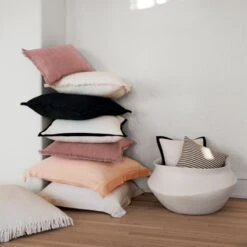 Eyelash Ivory Linen Throw Pillow With Feather-Down Insert 20" -Optimal Furniture Store EyelashPillowAG21 1x1