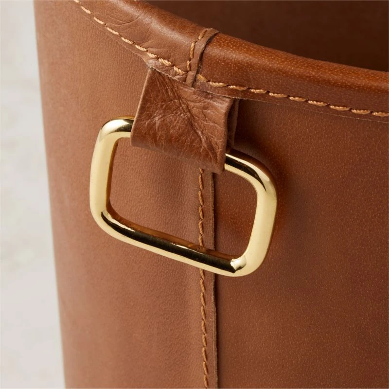 Fallon Leather Wastebasket 2 Fallon Leather Wastebasket - Image 2