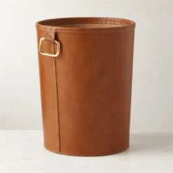 Fallon Leather Wastebasket