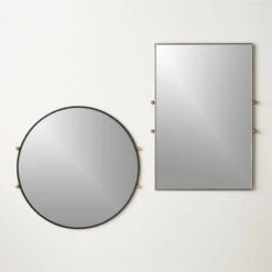 Farren Black Round Wall Mirror 30" -Optimal Furniture Store FarrenMirrorGroupFHF22