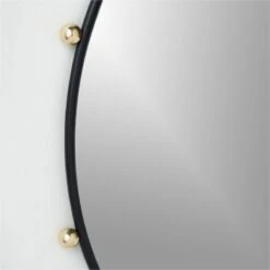 Farren Black Round Wall Mirror 30" -Optimal Furniture Store FarrenMttBlkMirror30inAV2SHF22