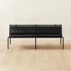 Fenn Black Cord And Leather Settee