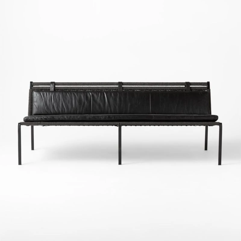 Fenn Black Cord And Leather Settee 2 Fenn Black Cord And Leather Settee - Image 2
