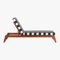 Filaki Outdoor Lounger With Black And White Stripe Cushion -Optimal Furniture Store FilakiLoungerBlackWhiteStripeSideS16