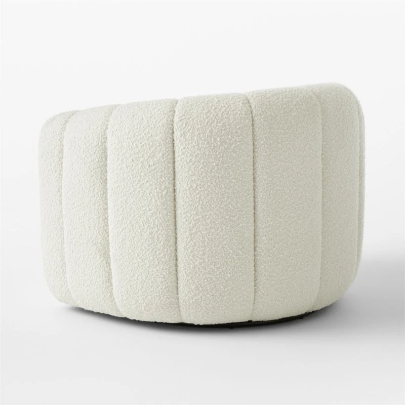 Fitz Channeled White Boucle Swivel Chair 5 Fitz Channeled White Boucle Swivel Chair - Image 5