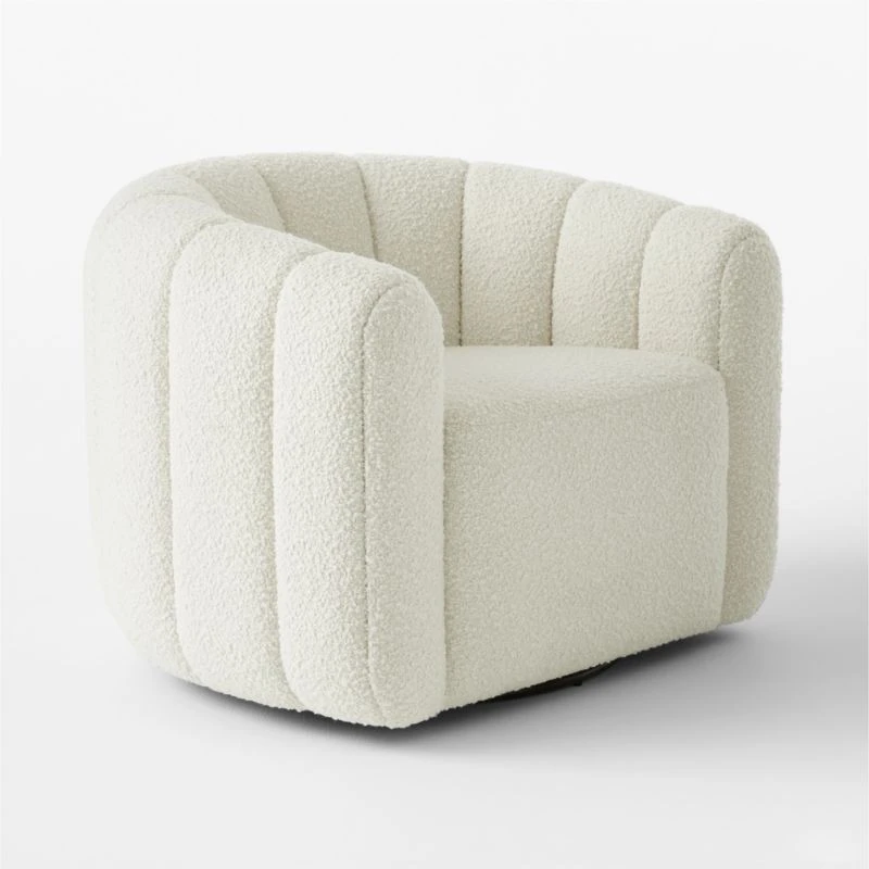 Fitz Channeled White Boucle Swivel Chair 3 Fitz Channeled White Boucle Swivel Chair - Image 3