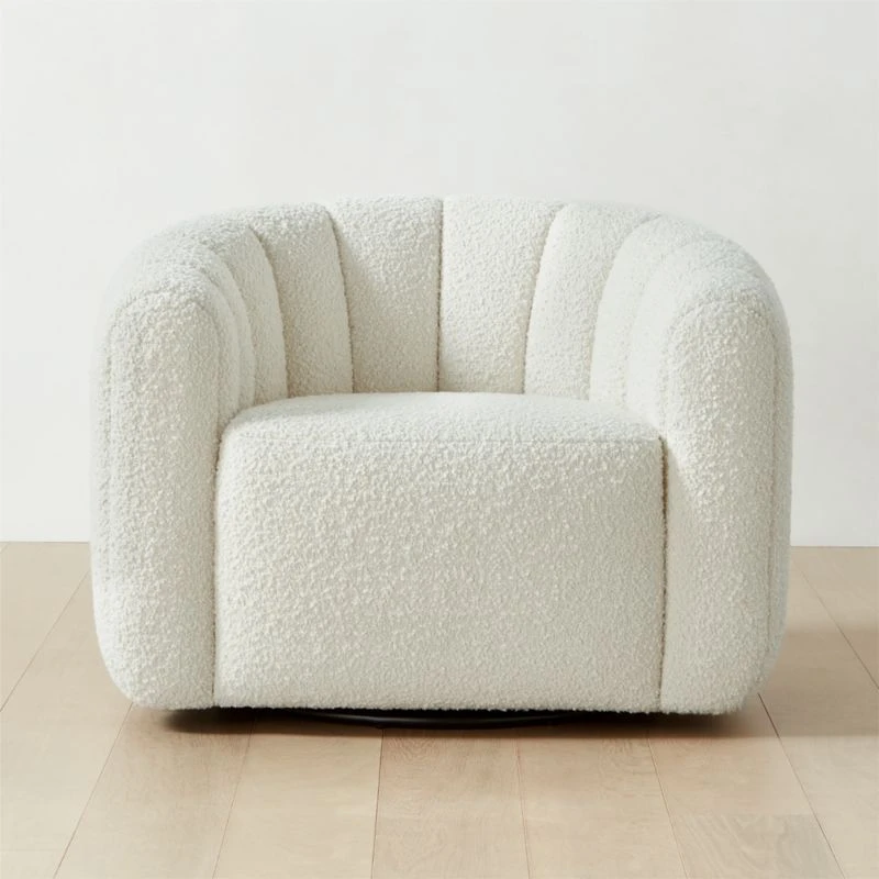Fitz Channeled White Boucle Swivel Chair Set Of 2 1 Fitz Channeled White Boucle Swivel Chair Set Of 2