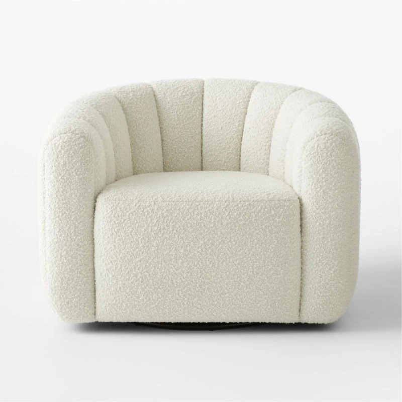 Fitz Channeled White Boucle Swivel Chair 2 Fitz Channeled White Boucle Swivel Chair - Image 2