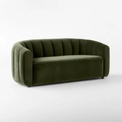 Fitz Channeled Green Velvet Loveseat -Optimal Furniture Store FitzGreenVelvetLoveseat3QSSS23
