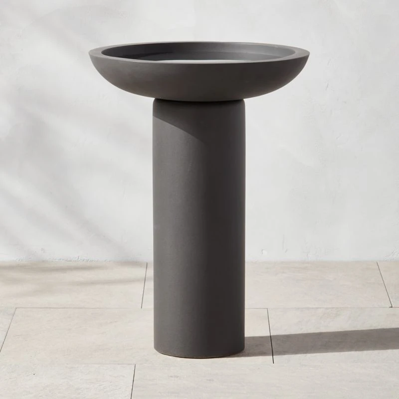 Flatform Charcoal Cement Birdbath 1 Flatform Charcoal Cement Birdbath