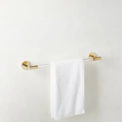 Flynn Crystal And Unlacquered Brass Towel Bar 18" -Optimal Furniture Store FlynnCrystUnldBrsTwlBr18ROS23