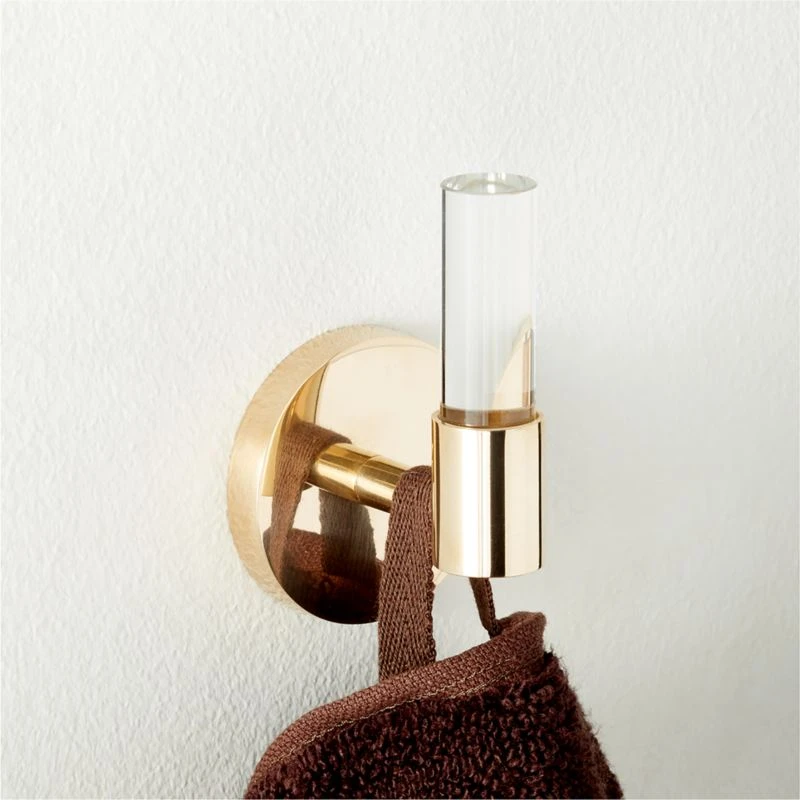 Flynn Crystal Unlacquered Brass Hook 2 Flynn Crystal Unlacquered Brass Hook - Image 2