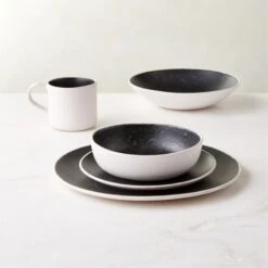 Fynn Black And White Soup Bowl With Reactive Glaze -Optimal Furniture Store FlynnRctvGroupFHS23 5