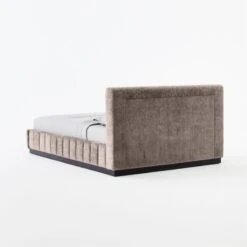Forte Channeled Grey Velvet Queen Bed -Optimal Furniture Store ForteGreyLushNickelQBed3QBSSS21