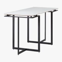Fullerton Black Metal Desk With White Marble Top -Optimal Furniture Store FullertonMdlrDskW2Lgs3QBS18