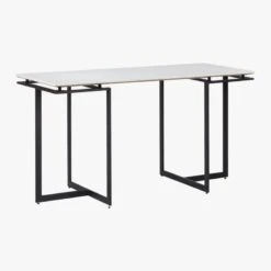 Fullerton Black Metal Desk With White Marble Top -Optimal Furniture Store FullertonMdlrDskW2Lgs3QFS18