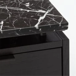 Fullerton 6-Drawer Black Oak Wood Desk With Black Marble Top -Optimal Furniture Store FullertonModBkDkW2BkDrwAVF20 1