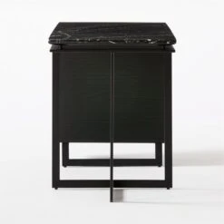 Fullerton 3-Drawer Black Metal And Oak Wood Desk With Black Marble Top -Optimal Furniture Store FullertonModBkDkWBkDrNLgSDF20