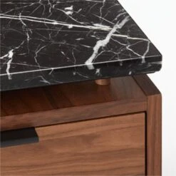 Fullerton 3-Drawer Metal And Walnut Wood Desk With Black Marble Top -Optimal Furniture Store FullertonModBkDkWWlDrNLgAVF20