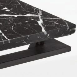 Fullerton Black Metal Desk With Black Marble Top -Optimal Furniture Store FullertonModBkDskWTwoLegsAVF20