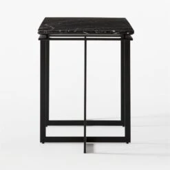 Fullerton Black Metal Desk With Black Marble Top -Optimal Furniture Store FullertonModBkDskWTwoLegsSDF20