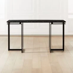 Fullerton Black Metal Desk With Black Marble Top