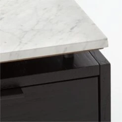 Fullerton 3-Drawer Black Metal And Oak Wood With White Marble Top -Optimal Furniture Store FullertonModWtDkWBkDrNLgAVF20 1