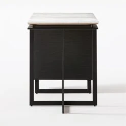 Fullerton 3-Drawer Black Metal And Oak Wood With White Marble Top -Optimal Furniture Store FullertonModWtDkWBkDrNLgSDF20