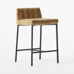 Gabe Gold Tufted Low-Back Counter Stool -Optimal Furniture Store GabeCounterStoolGold3QSSF22