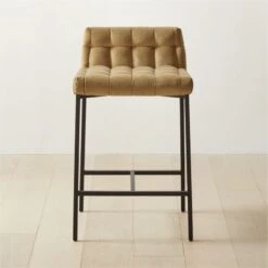 Gabe Gold Tufted Low-Back Counter Stool