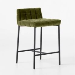 Gabe Pesto Tufted Low-Back Counter Stool -Optimal Furniture Store GabeTftdCounterStlPesto3QSSF22