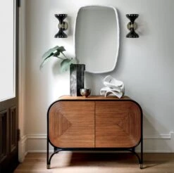 Suva White Rough Cast Wall Mirror 24"x36" -Optimal Furniture Store GabiRattanEntrywayAG20 1x1